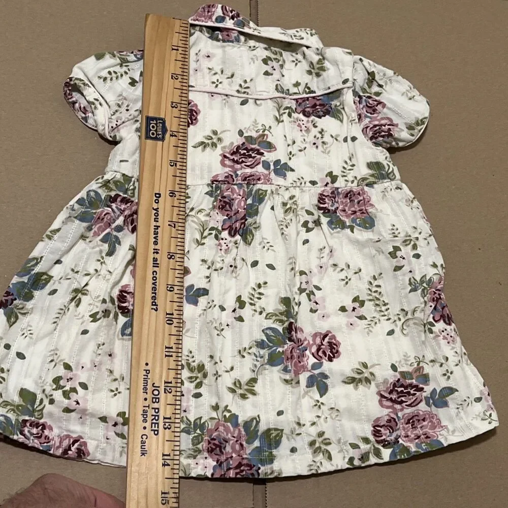 OldNavy Vintage Baby Floral Dress 3-6 Mos Collar Cotton Floral Pearl Snaps Lined